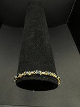 10k yellow gold diamond & blue sapphire bracelet