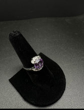 14k gold amethyst ring w diamonds
