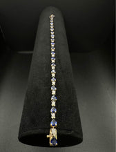 14k yellow gold bracelet teardrop blue sapphires & diamonds