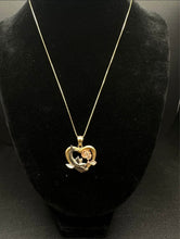 14k Gold box Link chain w Tricolored heart dolphin pendant