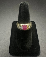 14k gold men’s ring w diamonds & natural Ruby stone
