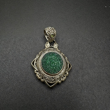 925 sterling silver sarda pendant w uvarovite garnet druzy