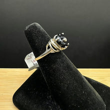 925 sterling silver ring w black onyx heart stone & diamond
