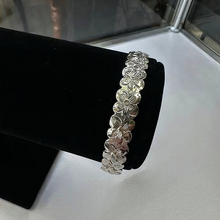 925 silver flower bangle bracelet
