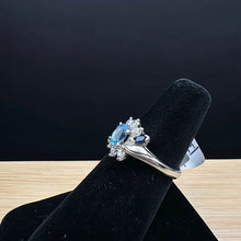 925 sterling silver flower ring w topaz stones, & sapphires