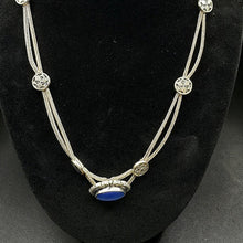925 silver necklace w large blue stone pendant
