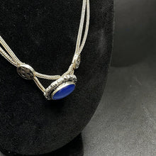 925 silver necklace w large blue stone pendant