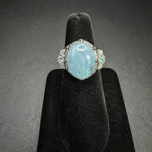 925 silver ring w multiple aquamarine stones & czs