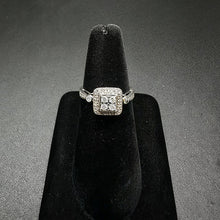 925 sterling silver ring square ring w diamonds