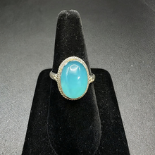 925 silver ring w aqua chalcedony stone