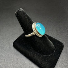 925 silver ring w aqua chalcedony stone