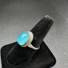 925 silver ring w aqua chalcedony stone