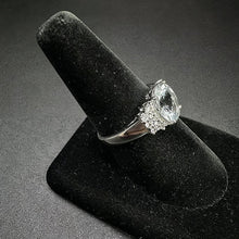 925 silver ring w aqua stone & czs
