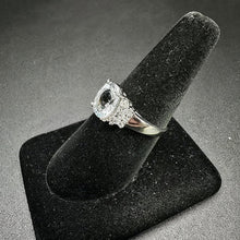 925 silver ring w aqua stone & czs