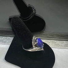 925 silver ring w black opal stone