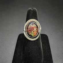 925 silver ring w disco glass gemstone