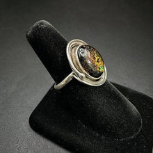 925 silver ring w disco glass gemstone