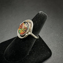 925 silver ring w disco glass gemstone