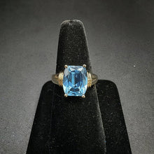 925 silver ring w gold plating & large topaz stone