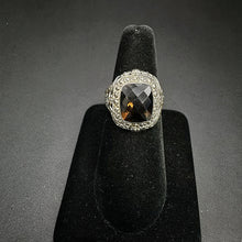 925 silver vintage ring w lab smokey quarts
