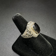 925 silver vintage ring w lab smokey quarts