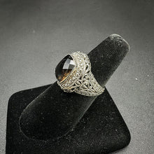 925 silver vintage ring w lab smokey quarts
