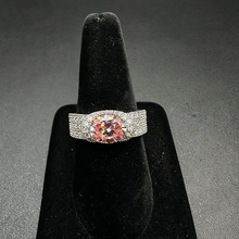 925 silver ring w pink stone & czs