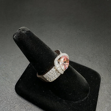 925 silver ring w pink stone & czs
