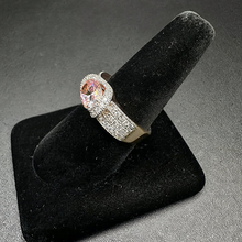 925 silver ring w pink stone & czs