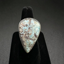 925 silver ring w large larimar gemstone