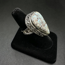 925 silver ring w large larimar gemstone