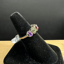 925 sterling silver ring w multi color gemstones on band