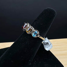 925 sterling silver ring w multi color gemstones on band