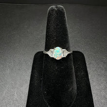 925 sterling silver ring w small opal pendant & czs