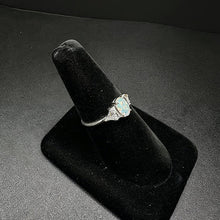 925 sterling silver ring w small opal pendant & czs