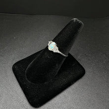 925 sterling silver ring w small opal pendant & czs