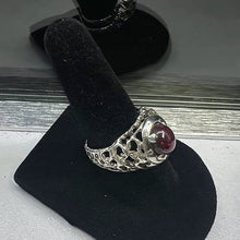 925 sterling silver ring w star ruby stone