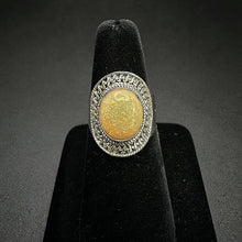 925 silver ring w yellow triplet opal stone