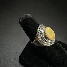 925 silver ring w yellow triplet opal stone