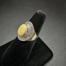925 silver ring w yellow triplet opal stone