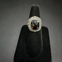 925 silver vintage ring w smokey quarts stone