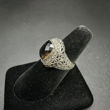 925 silver vintage ring w smokey quarts stone